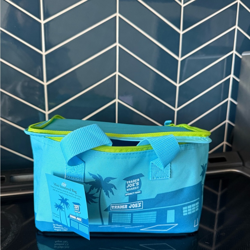 LIMITED EDITION Trader Joe's Blue and Green Insulated Mini Bag